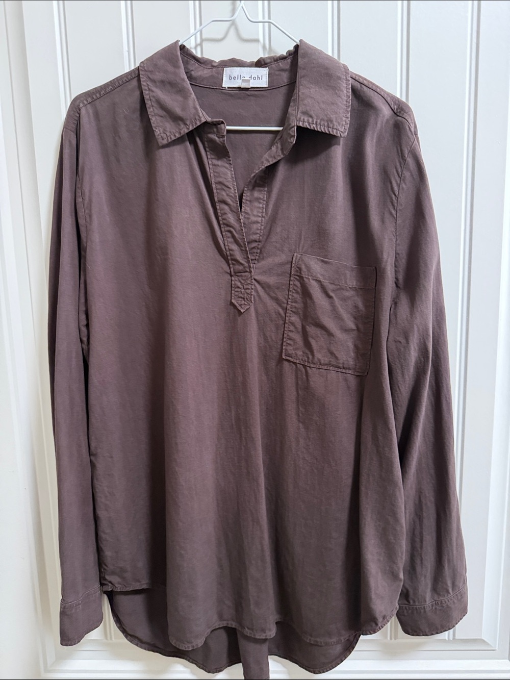 Bella Dahl Long-Sleeve Pullover Shirt in Mauve